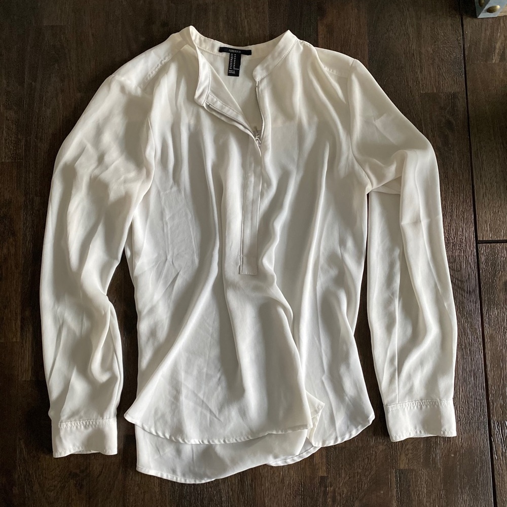 Forever 21 White Long Sleeve Blouse